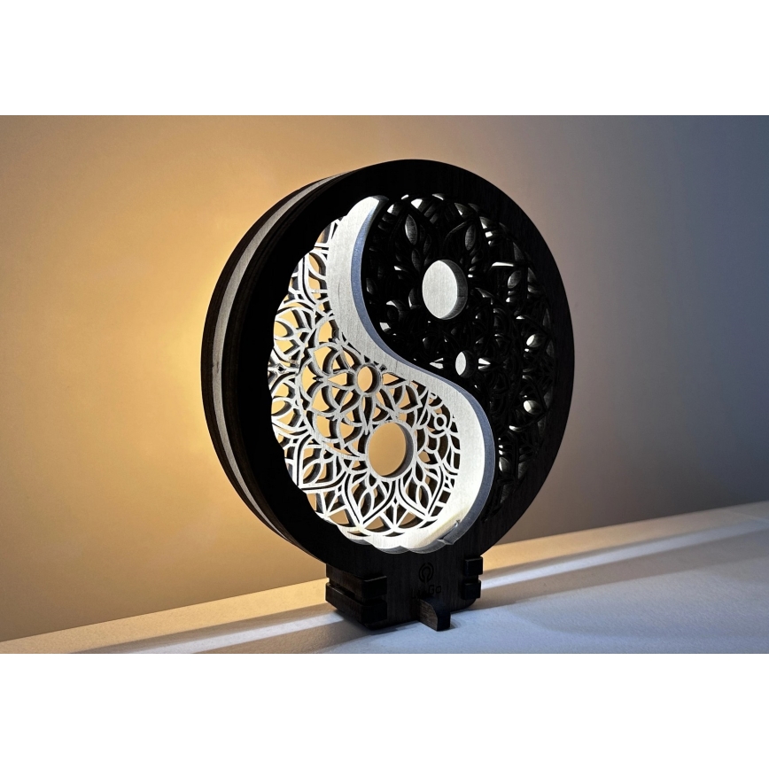 Li-Go 23607/O - LED димируема настолна декорация LED/12W/230V 20x22 cm орех/Инь Ян