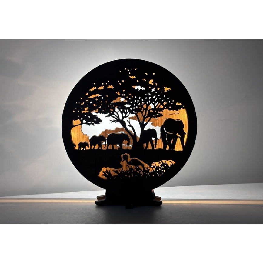 Li-Go 23610/DUB2 - LED димируема настолна декорация LED/12W/230V 20x22 cm дъб/слонове