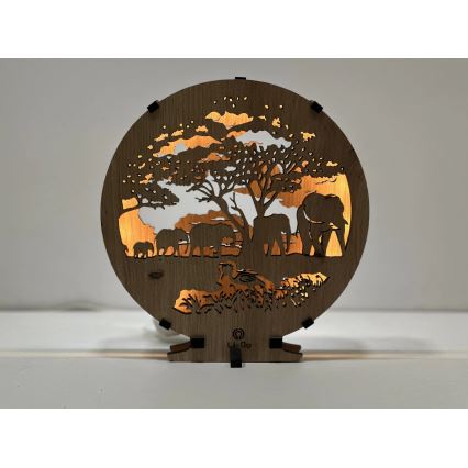 Li-Go 23610/DUB2 - LED димируема настолна декорация LED/12W/230V 20x22 cm дъб/слонове