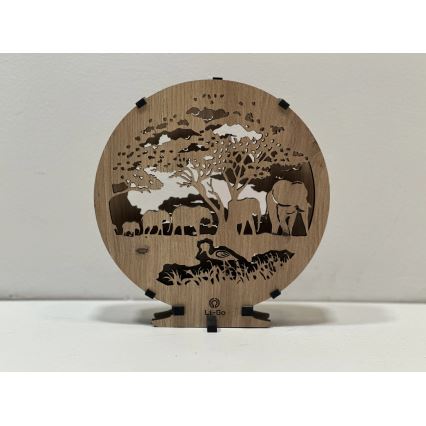 Li-Go 23610/DUB2 - LED димируема настолна декорация LED/12W/230V 20x22 cm дъб/слонове