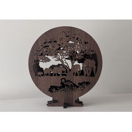 Li-Go 23610/DUB2 - LED димируема настолна декорация LED/12W/230V 20x22 cm дъб/слонове