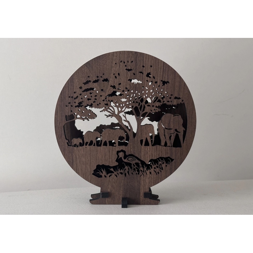 Li-Go 23610/DUB2 - LED димируема настолна декорация LED/12W/230V 20x22 cm дъб/слонове