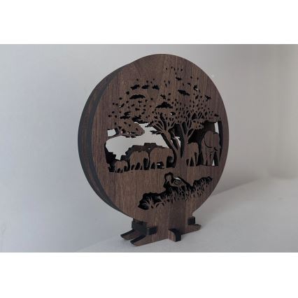 Li-Go 23610/DUB2 - LED димируема настолна декорация LED/12W/230V 20x22 cm дъб/слонове