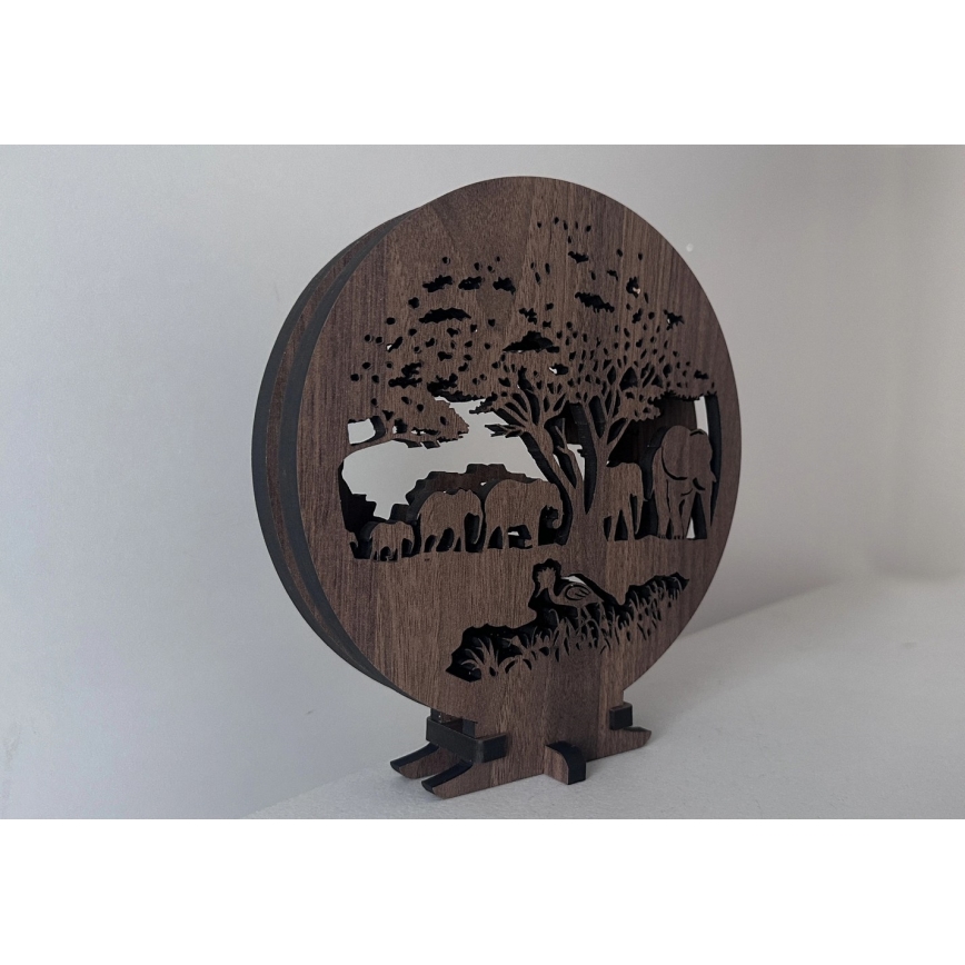 Li-Go 23610/DUB2 - LED димируема настолна декорация LED/12W/230V 20x22 cm дъб/слонове