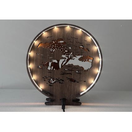 Li-Go 23610/DUB2 - LED димируема настолна декорация LED/12W/230V 20x22 cm дъб/слонове