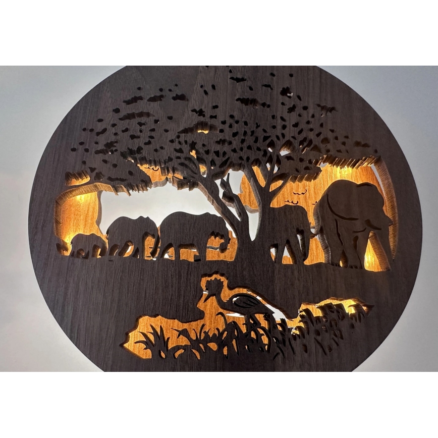 Li-Go 23610/DUB2 - LED димируема настолна декорация LED/12W/230V 20x22 cm дъб/слонове