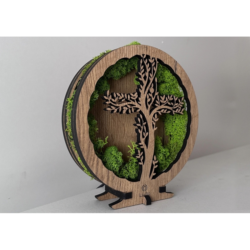 Li-Go 23622/DUB2 - LED димируема настолна декорация LED/12W/230V 20x22 cm дъб/Кръст в мъх