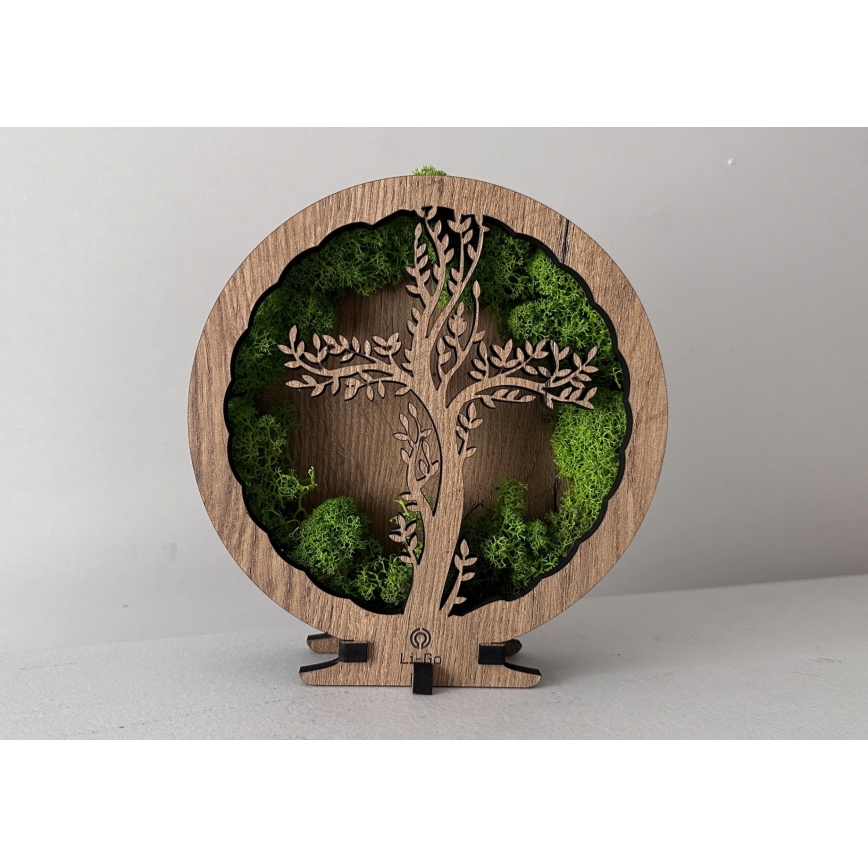 Li-Go 23622/DUB2 - LED димируема настолна декорация LED/12W/230V 20x22 cm дъб/Кръст в мъх