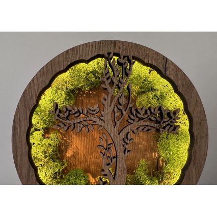 Li-Go 23622/DUB2 - LED димируема настолна декорация LED/12W/230V 20x22 cm дъб/Кръст в мъх