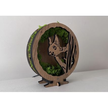 Li-Go 23625/DUB2 - димируема настолна LED декорация LED/12W/230V 20x22 cm дъб/мъхеста катеричка