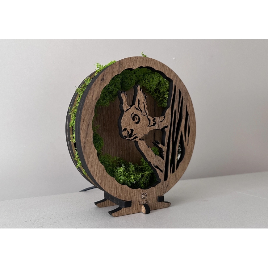 Li-Go 23625/DUB2 - димируема настолна LED декорация LED/12W/230V 20x22 cm дъб/мъхеста катеричка