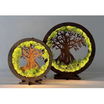 Li-Go 23631/DUB2 - Настолна LED декорация с димер LED/12W/230V 30x31 cm дъб/мъх и дърво