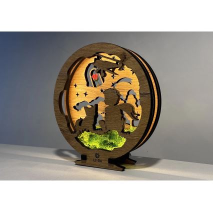 Li-Go 23634/DUB2 - LED настолна декорация с регулируема яркост LED/12W/230V 20x22 см дъб/Малкият принц с роза