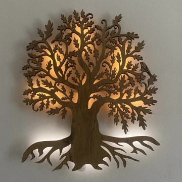 Li-Go 23673/DUB2 - Димируема стенна LED декорация LED/10W/5V 20000 mAh 45x55 cm дъб + дистанционно управление