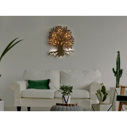 Li-Go 23673/DUB2 - Димируема стенна LED декорация LED/10W/5V 20000 mAh 45x55 cm дъб + дистанционно управление