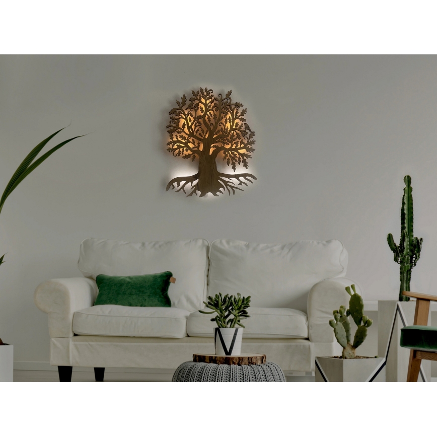 Li-Go 23673/DUB2 - Димируема стенна LED декорация LED/10W/5V 20000 mAh 45x55 cm дъб + дистанционно управление