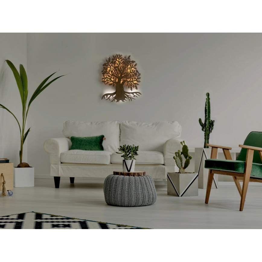 Li-Go 23673/DUB2 - Димируема стенна LED декорация LED/10W/5V 20000 mAh 45x55 cm дъб + дистанционно управление