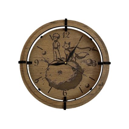 Li-Go 23712/DUB/BAT2 - LED часовник с регулируема яркост и сензор за движение LED/10W/5V 20000 mAh + 1xAA pr. 32 cm дъб/Малкият принц