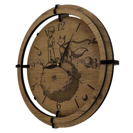 Li-Go 23712/DUB/BAT2 - LED часовник с регулируема яркост и сензор за движение LED/10W/5V 20000 mAh + 1xAA pr. 32 cm дъб/Малкият принц