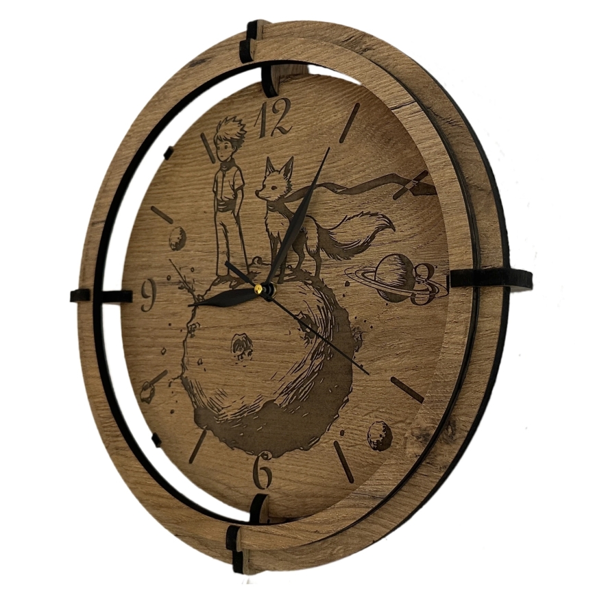 Li-Go 23712/DUB/BAT2 - LED часовник с регулируема яркост и сензор за движение LED/10W/5V 20000 mAh + 1xAA pr. 32 cm дъб/Малкият принц