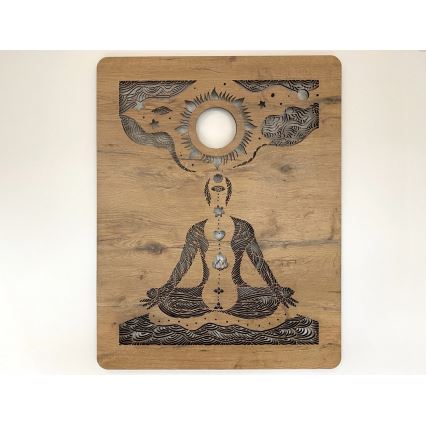 Li-Go 4421/A/4 - LED димируема стенна декорация LED/10W/5V 30000 mAh 70x90 cm дъб/чакри