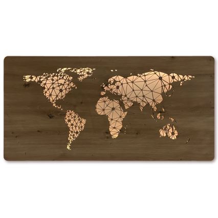 Li-Go 4457/A/4 - Димируема LED стенна декорация LED/10W/5V 30000 mAh 120x60 cm дъб/Световна карта