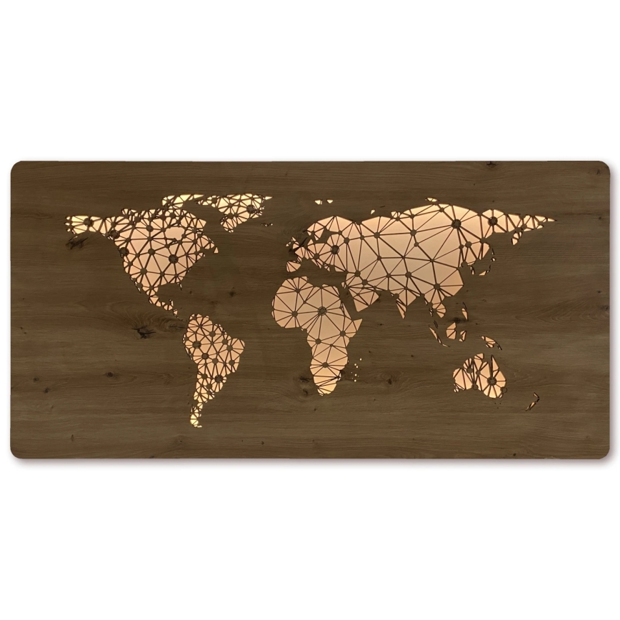 Li-Go 4457/A/4 - Димируема LED стенна декорация LED/10W/5V 30000 mAh 120x60 cm дъб/Световна карта