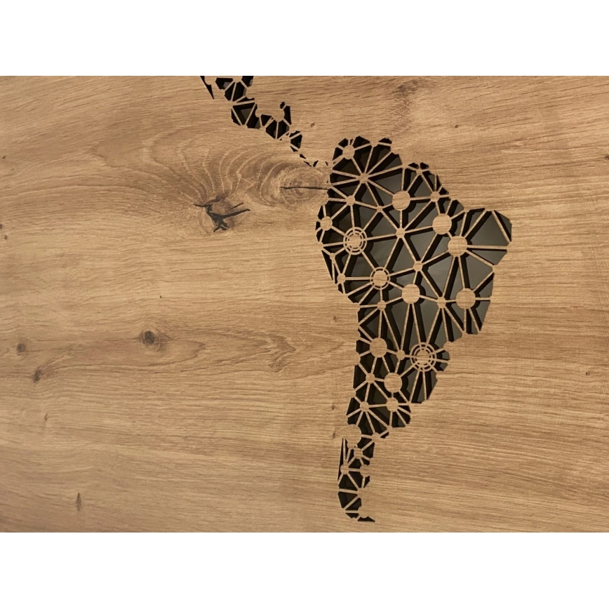 Li-Go 4457/A/4 - Димируема LED стенна декорация LED/10W/5V 30000 mAh 120x60 cm дъб/Световна карта