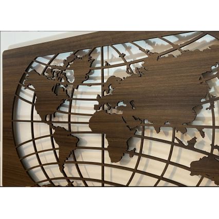 Li-Go 4709/DUB2 - LED RGBW димируема стенна декорация, LED/24W/230V, 125x74 cm, дъб / световна карта с паралели + дистанционно управление