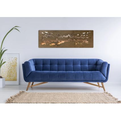 Li-Go 4778/A/4 - LED Димируема стенна декорация LED/10W/5V 30000 mAh 120x40 cm дъб/Езеро