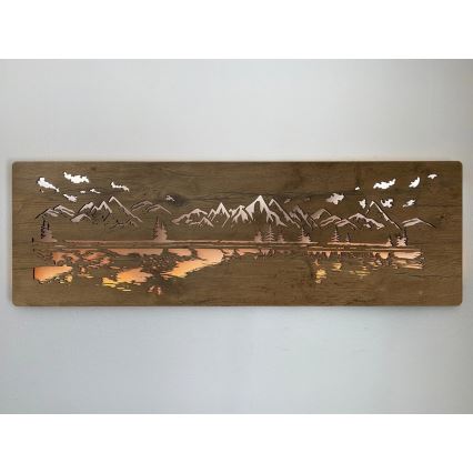 Li-Go 4778/A/4 - LED Димируема стенна декорация LED/10W/5V 30000 mAh 120x40 cm дъб/Езеро