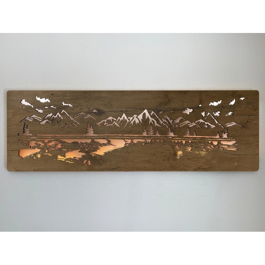 Li-Go 4778/A/4 - LED Димируема стенна декорация LED/10W/5V 30000 mAh 120x40 cm дъб/Езеро