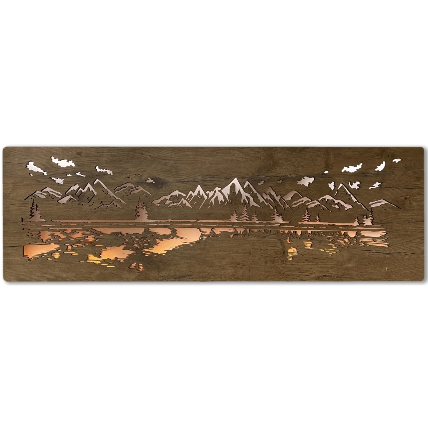 Li-Go 4778/A/4 - LED Димируема стенна декорация LED/10W/5V 30000 mAh 120x40 cm дъб/Езеро