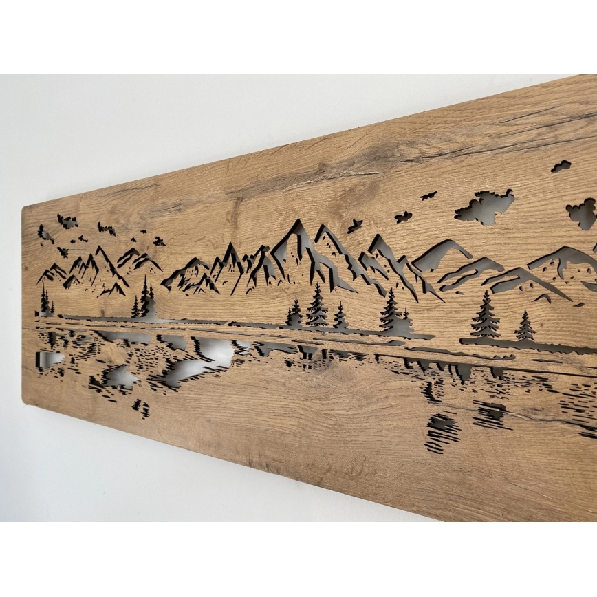 Li-Go 4778/A/4 - LED Димируема стенна декорация LED/10W/5V 30000 mAh 120x40 cm дъб/Езеро