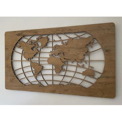 Li-Go 4868/DUB2 - LED стенна декорация с възможност за димиране LED/24W/230V 110x60 cm дъб/Карта на света — паралели