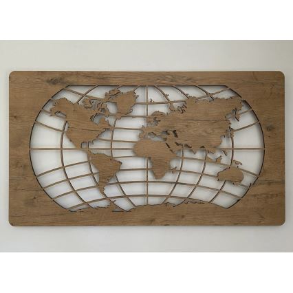 Li-Go 4868/DUB2 - LED стенна декорация с възможност за димиране LED/24W/230V 110x60 cm дъб/Карта на света — паралели