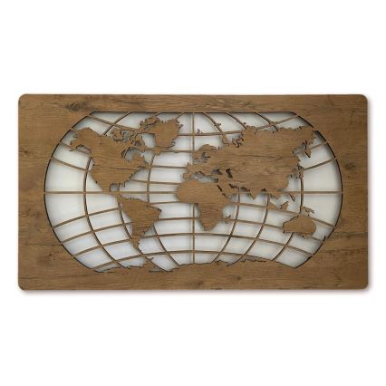 Li-Go 4868/DUB2 - LED стенна декорация с възможност за димиране LED/24W/230V 110x60 cm дъб/Карта на света — паралели