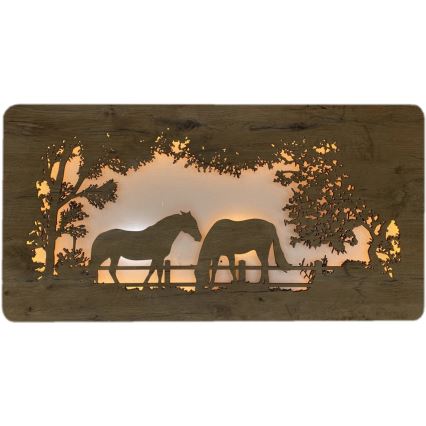 Li-Go 5012/B/4 - Димируема LED стенна декорация LED/10W/5V 30000 mAh 120x60 cm дъб/коне + дистанционно управление