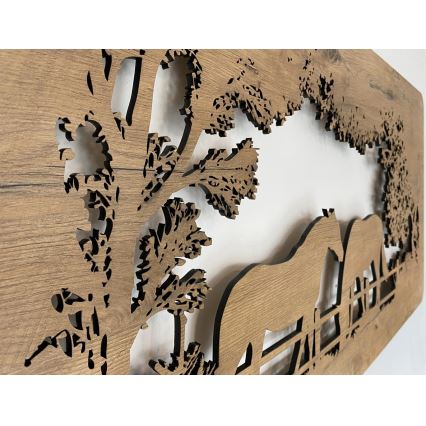 Li-Go 5012/B/4 - Димируема LED стенна декорация LED/10W/5V 30000 mAh 120x60 cm дъб/коне + дистанционно управление