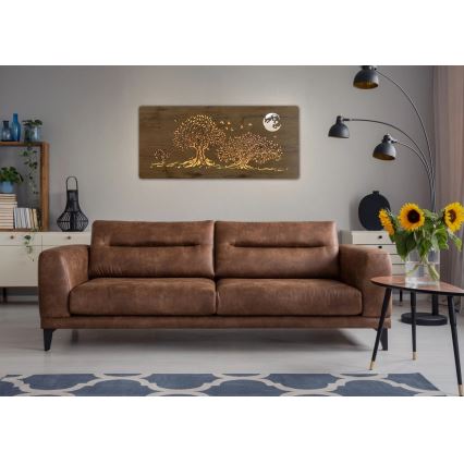 Li-Go 5042/DUB2 - димируема LED стенна декорация LED/24W/230V 110x50 см дъб/Три дъба и луна