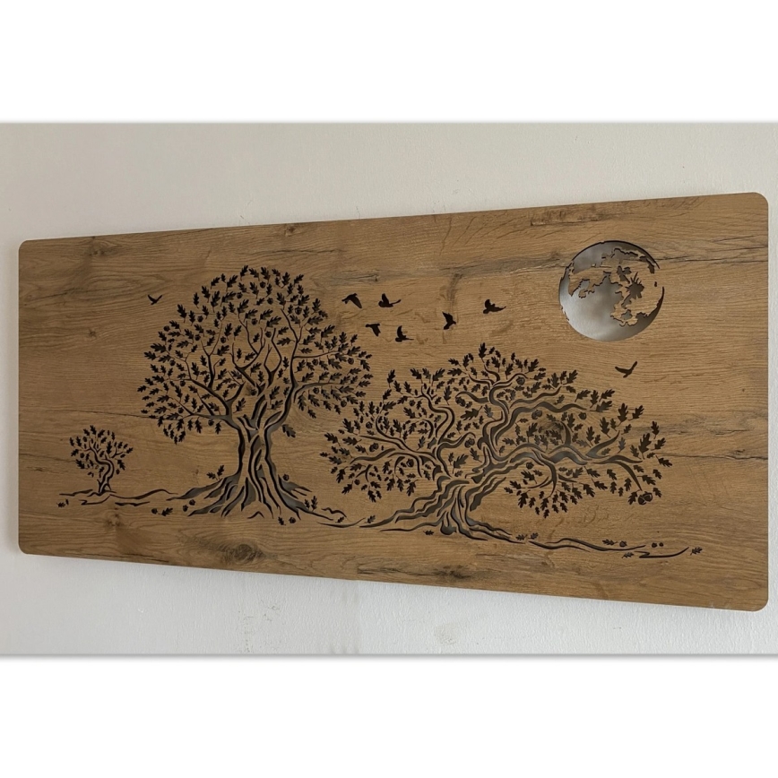 Li-Go 5042/DUB2 - димируема LED стенна декорация LED/24W/230V 110x50 см дъб/Три дъба и луна