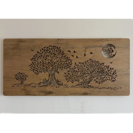 Li-Go 5042/DUB2 - димируема LED стенна декорация LED/24W/230V 110x50 см дъб/Три дъба и луна