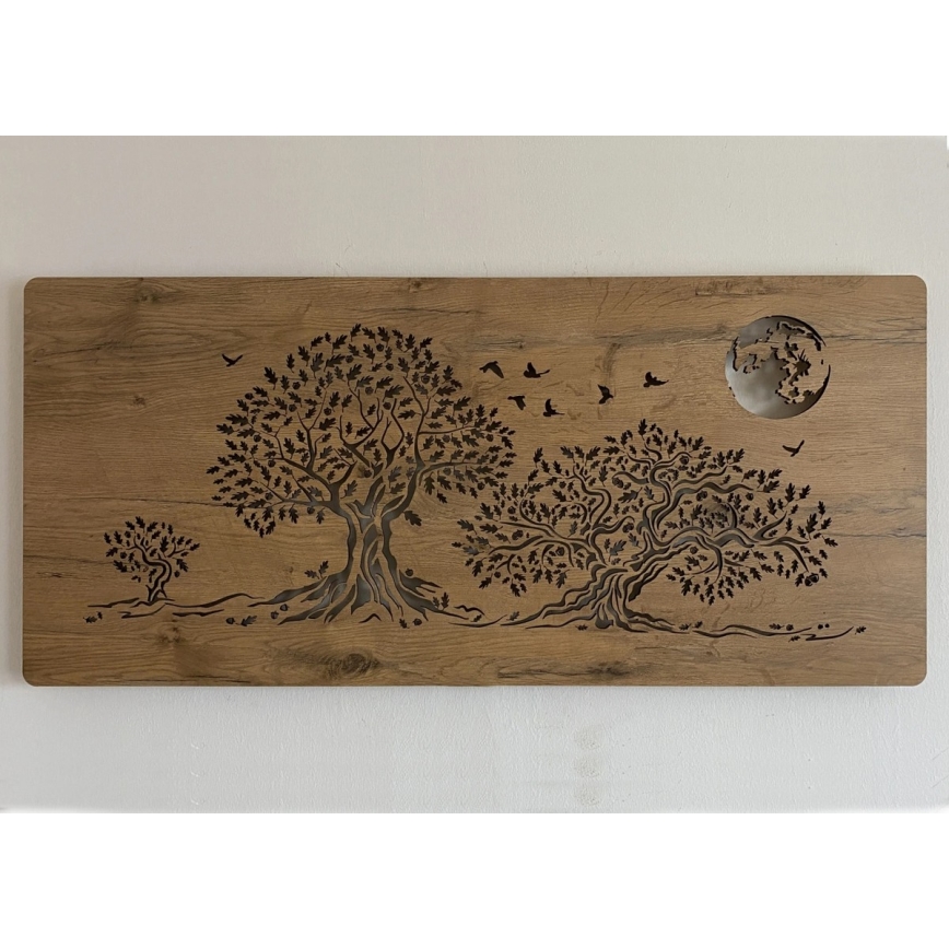 Li-Go 5042/DUB2 - димируема LED стенна декорация LED/24W/230V 110x50 см дъб/Три дъба и луна