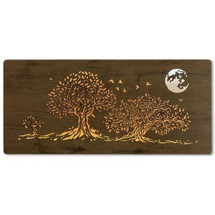 Li-Go 5042/DUB2 - димируема LED стенна декорация LED/24W/230V 110x50 см дъб/Три дъба и луна