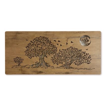 Li-Go 5042/DUB2 - димируема LED стенна декорация LED/24W/230V 110x50 см дъб/Три дъба и луна