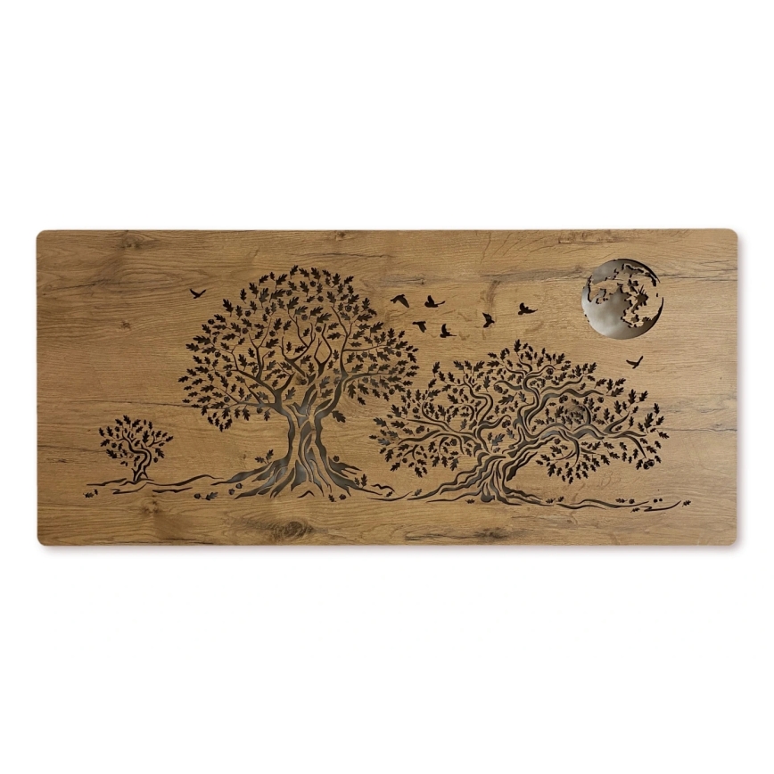 Li-Go 5042/DUB2 - димируема LED стенна декорация LED/24W/230V 110x50 см дъб/Три дъба и луна