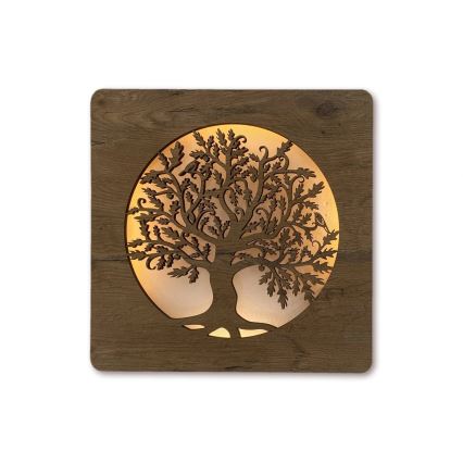 Li-Go 5275/DUB2 - Димируема LED стенна декорация LED/10W/5V 20000 mAh 42x42 cm дъб/Дъб в кръг + дистанционно управление