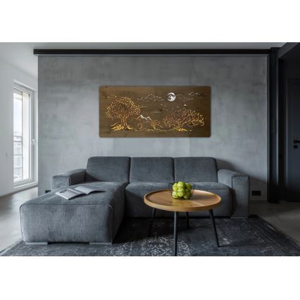 Li-Go 5478/DUB2 - LED Димируема стенна декорация LED/24W/230V 130x60 cm дъб/Четири дъба и луна