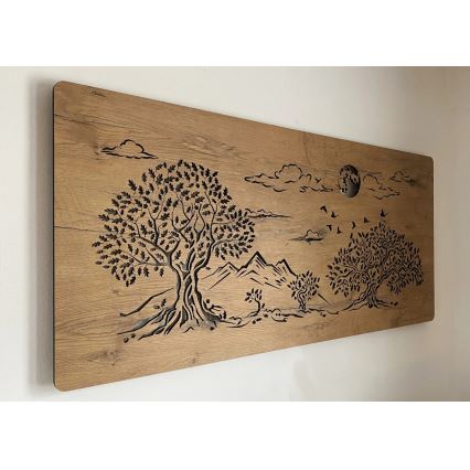 Li-Go 5478/DUB2 - LED Димируема стенна декорация LED/24W/230V 130x60 cm дъб/Четири дъба и луна