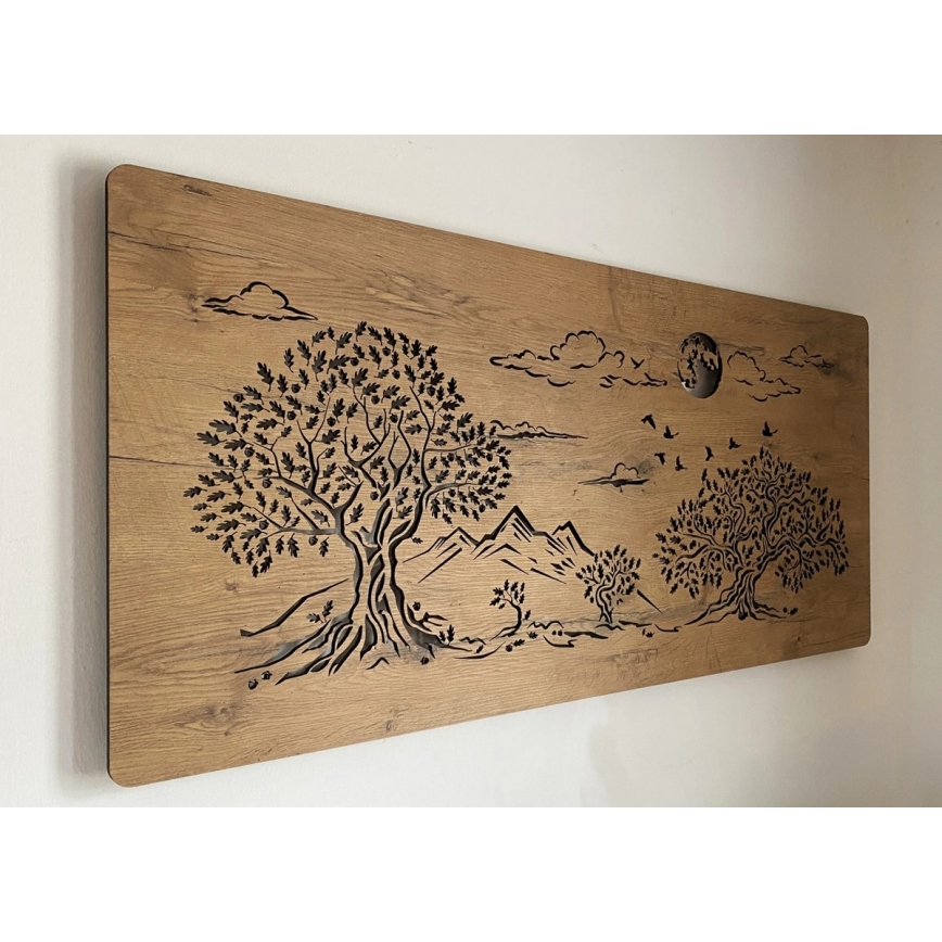 Li-Go 5478/DUB2 - LED Димируема стенна декорация LED/24W/230V 130x60 cm дъб/Четири дъба и луна